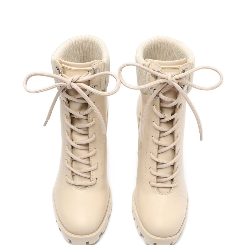 Fashion high level leather riding boots lacing up high heel martin boots for women snow ladies boots