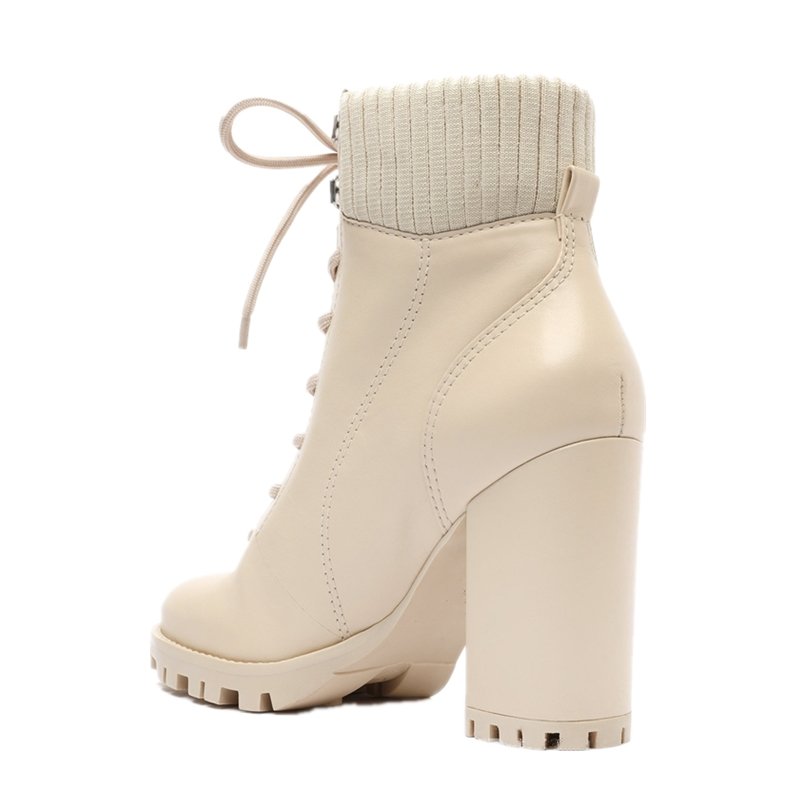 Fashion high level leather riding boots lacing up high heel martin boots for women snow ladies boots