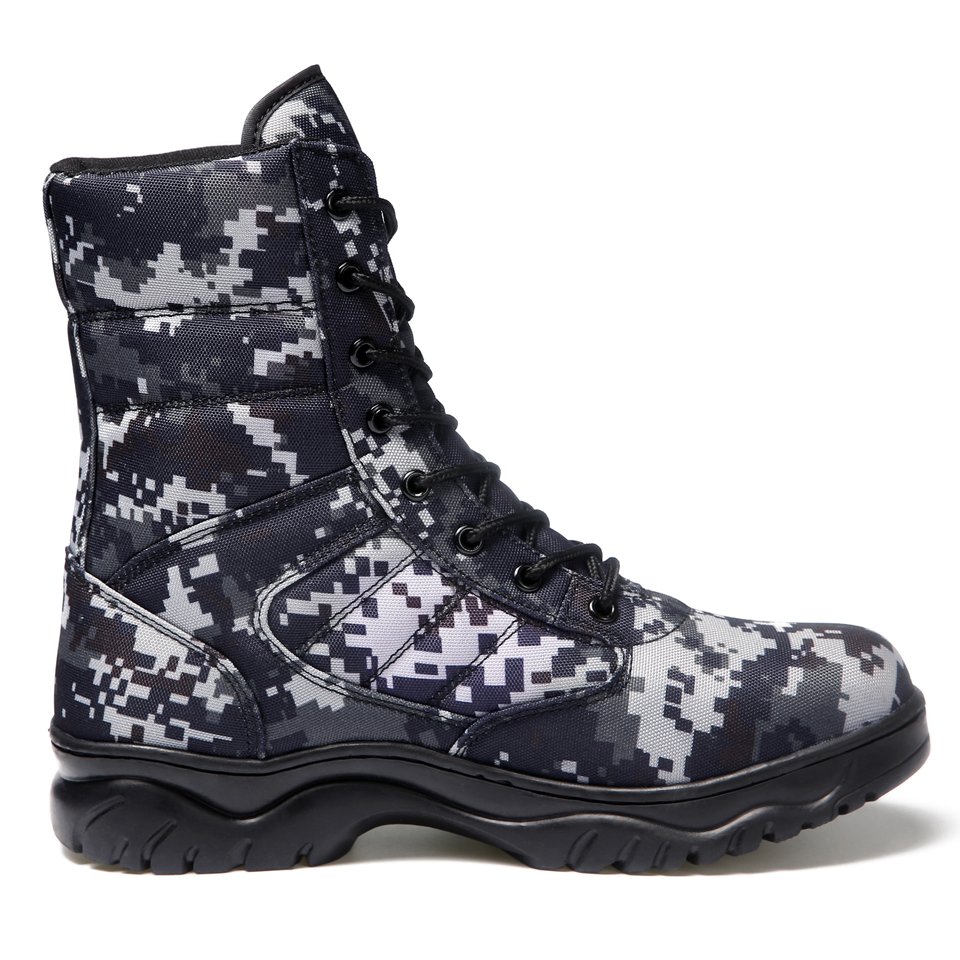 factory supplier camouflage upper and rubber sole men boots genuine leather combat tactical boot
