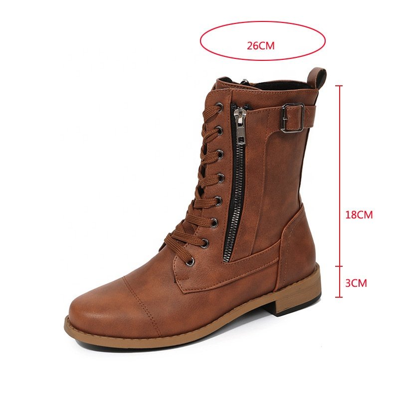 BUSY GIRL X4537 winter fur boots for women lace up zipper retro style size 43 round toe low heels custom womens ankle booties