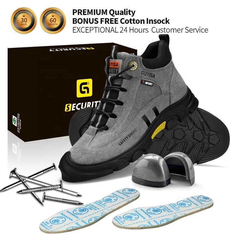 GUYISA brand casual industrial safety shoes non-slip rubber sole anti-stab anti-steel toe work boot