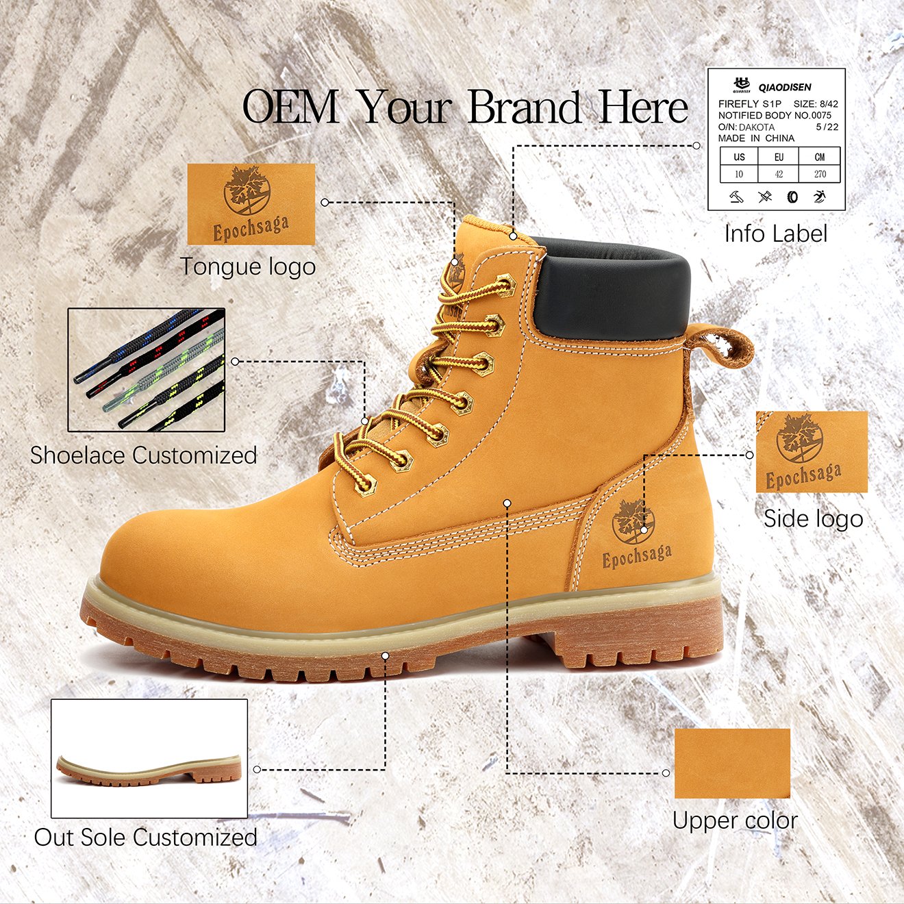 Hot selling RTS wear-resistant waterproof first layer cowhide customizable safety boots