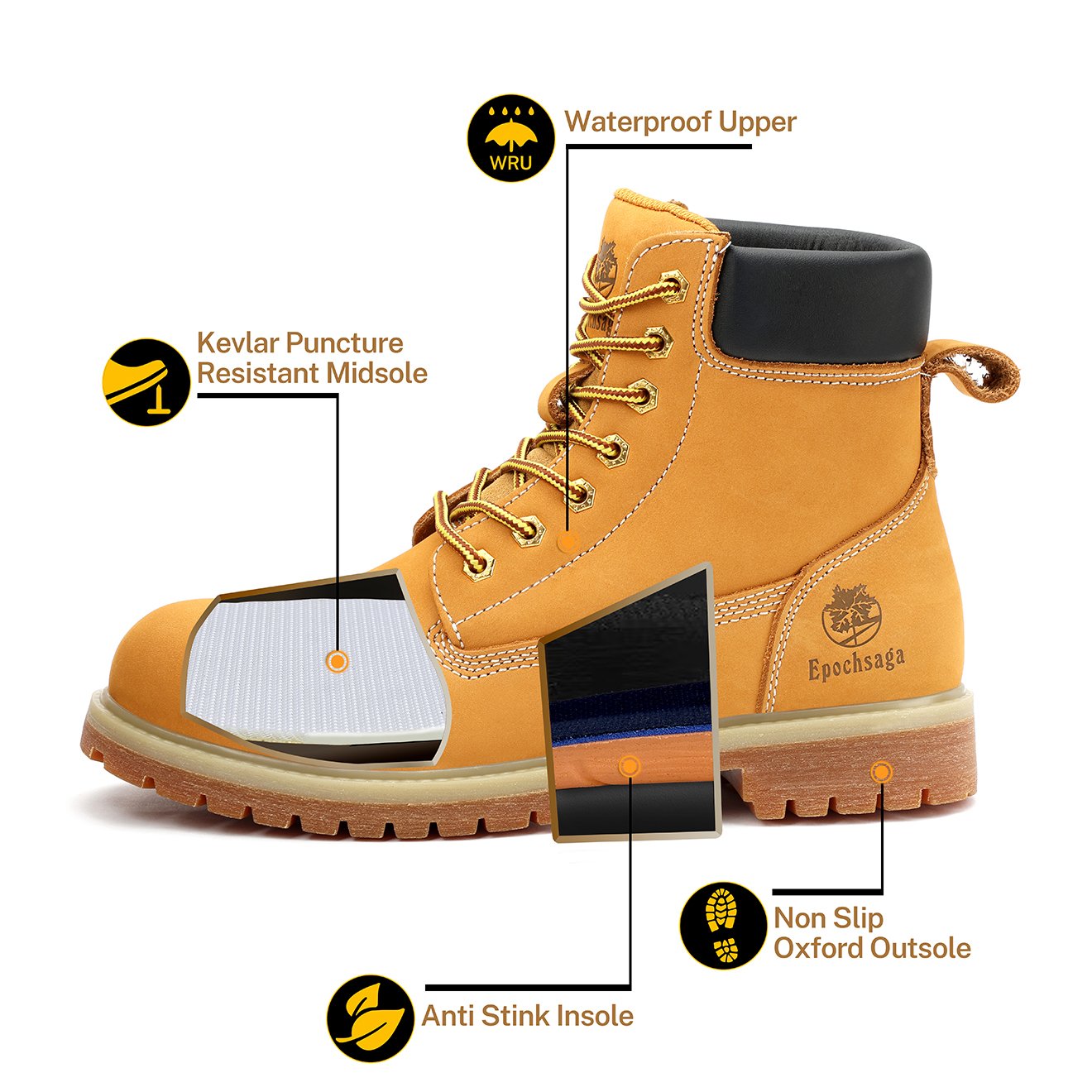 Hot selling RTS wear-resistant waterproof first layer cowhide customizable safety boots