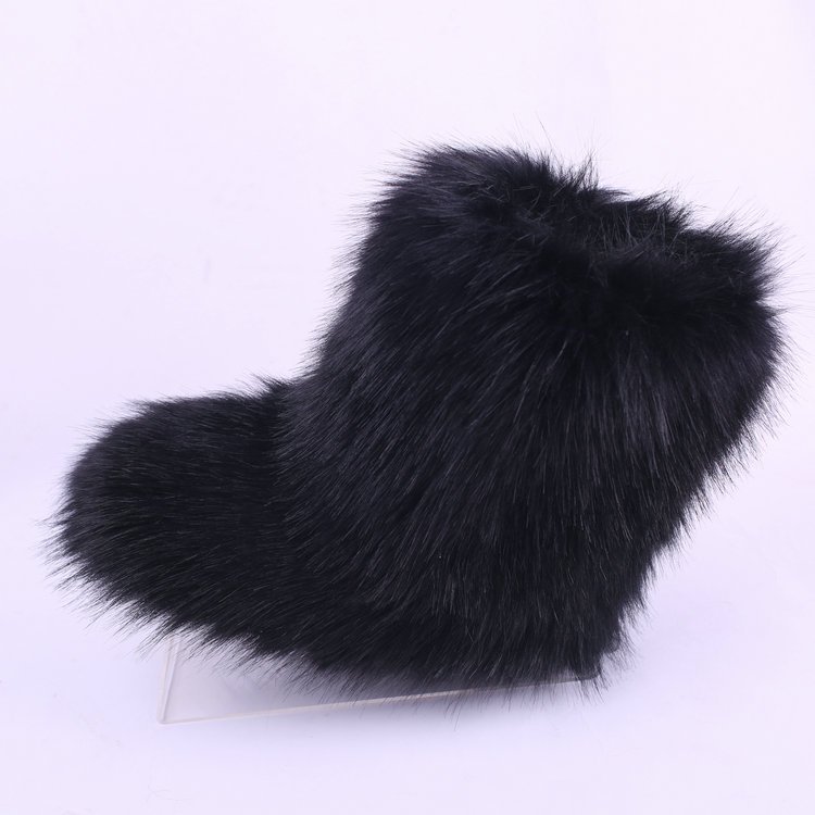 High Quality Custom Faux Fur warm flat Ankle Boots for Women Ladies Pink Winter Snow Boots with PVC Insole