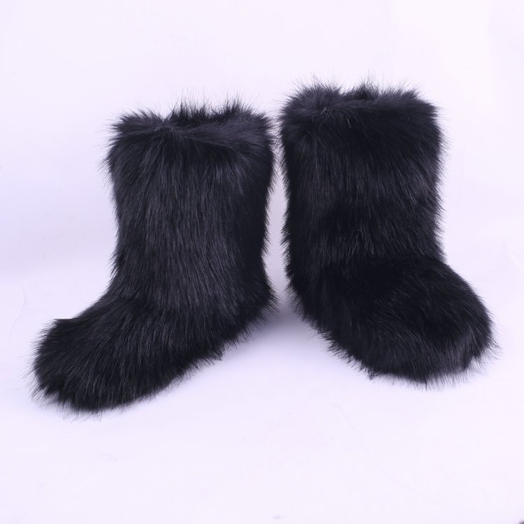High Quality Custom Faux Fur warm flat Ankle Boots for Women Ladies Pink Winter Snow Boots with PVC Insole