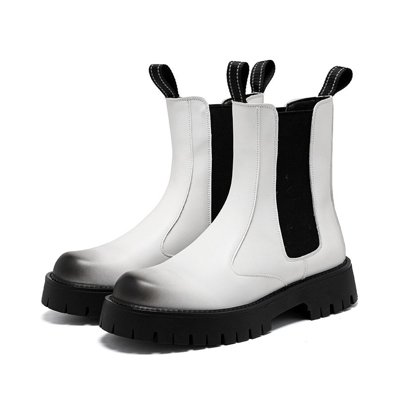 High Ankle Boots Comfortable White Sewing Thread Durable Handsome Leather Chelsea Boots for Men