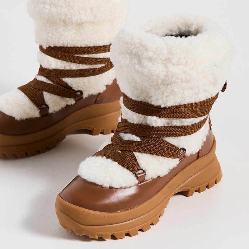 2024 Custom Logo Women's Winter Warm Boots Fashion Girl's Faux Fur Ankle Boots Thick Sole Platform PU Insole Suede Material Snow