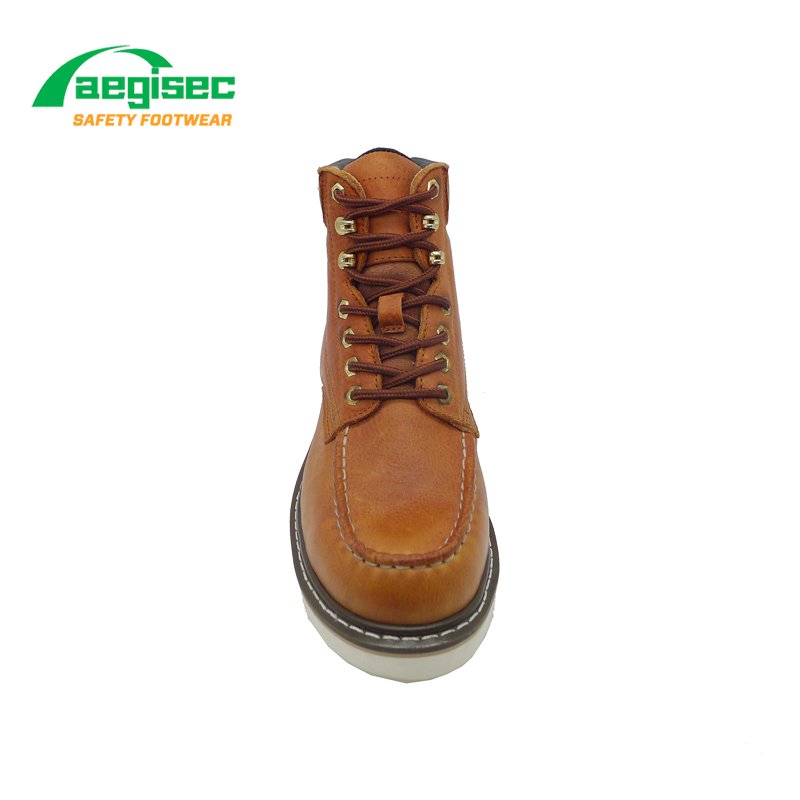 AEGISEC cow leather abrasion slip resistant rubber sole steel toe safety shoes goodyear welted work safety boots construction