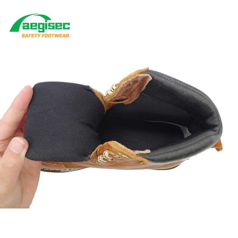 AEGISEC cow leather abrasion slip resistant rubber sole steel toe safety shoes goodyear welted work safety boots construction