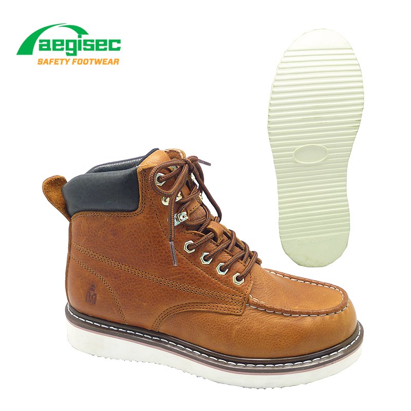 AEGISEC cow leather abrasion slip resistant rubber sole steel toe safety shoes goodyear welted work safety boots construction