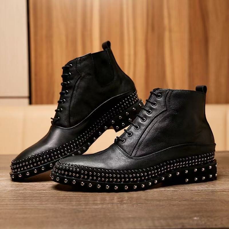 New Style In Spring And Summer Boots Men 2023 Rivets Men'S Metal Fashion Man Boot
