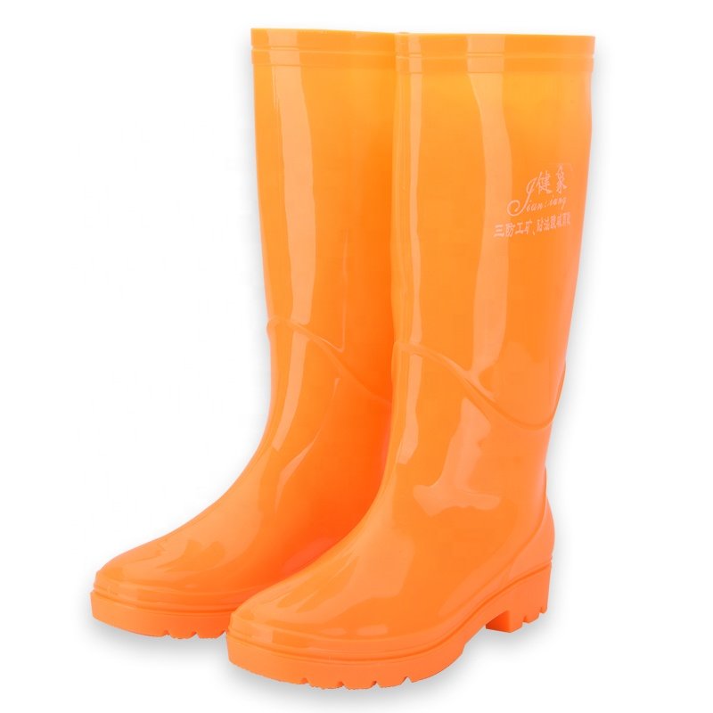 Best quality design your own garden long pvc gum boots transparent orange rain boots factory farm waterproof for men adults