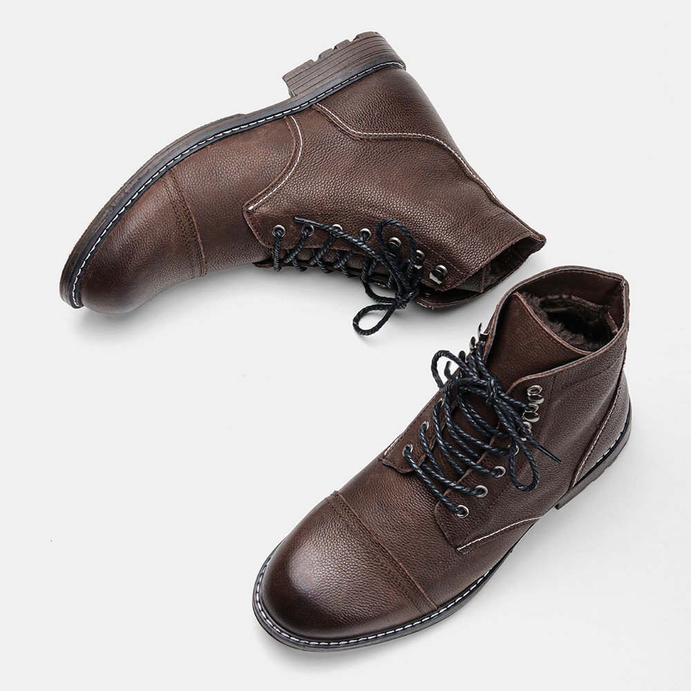 New Design Men'S Dress Shoes Plus Size High Top Male Leather Zip Working Boots Boots For Men hiking boots