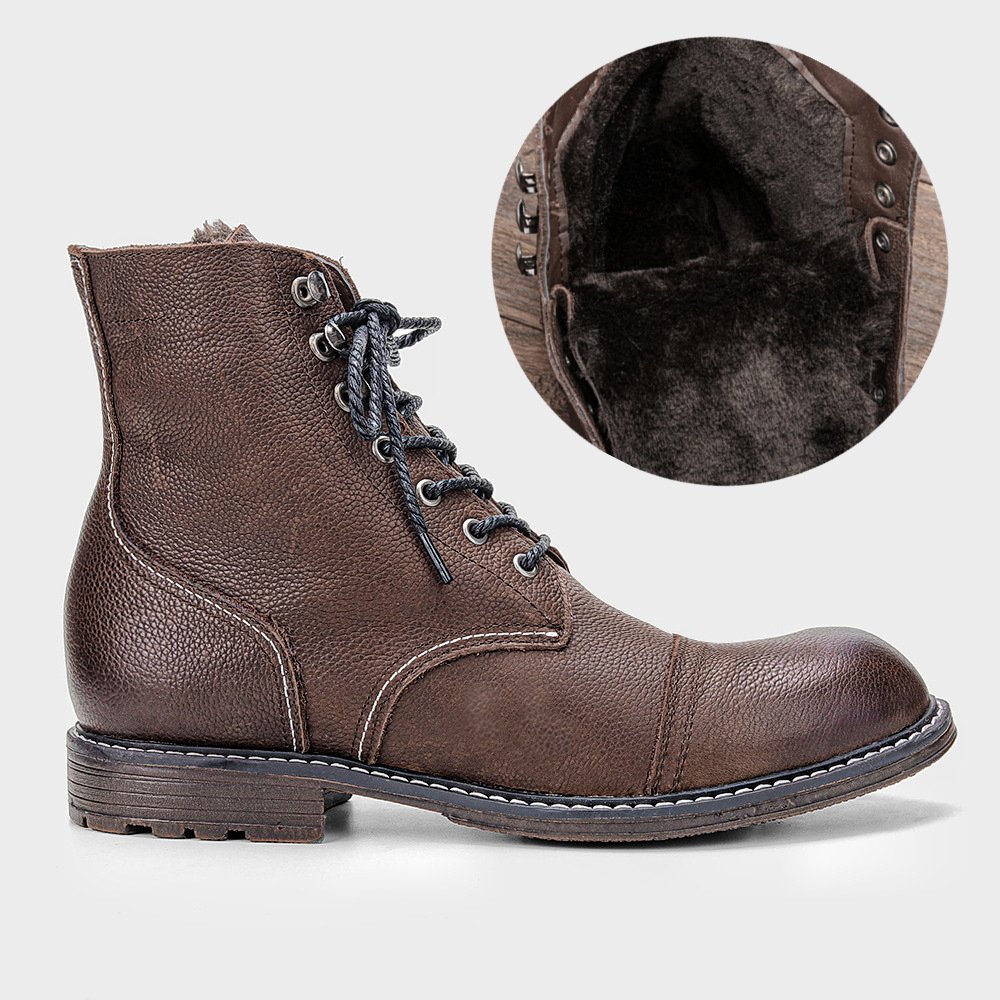 New Design Men'S Dress Shoes Plus Size High Top Male Leather Zip Working Boots Boots For Men hiking boots