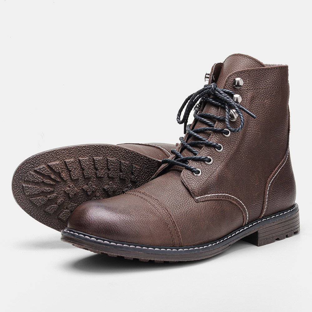 New Design Men'S Dress Shoes Plus Size High Top Male Leather Zip Working Boots Boots For Men hiking boots