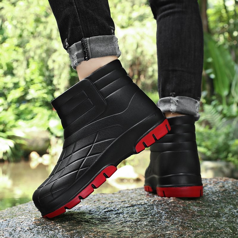 OEM Men's Cold Storage Thermal Eva Fur Winter Waterproof Ski Snow Rain Boots Fly Fishing Safety Work Boots Soft PVC Popular