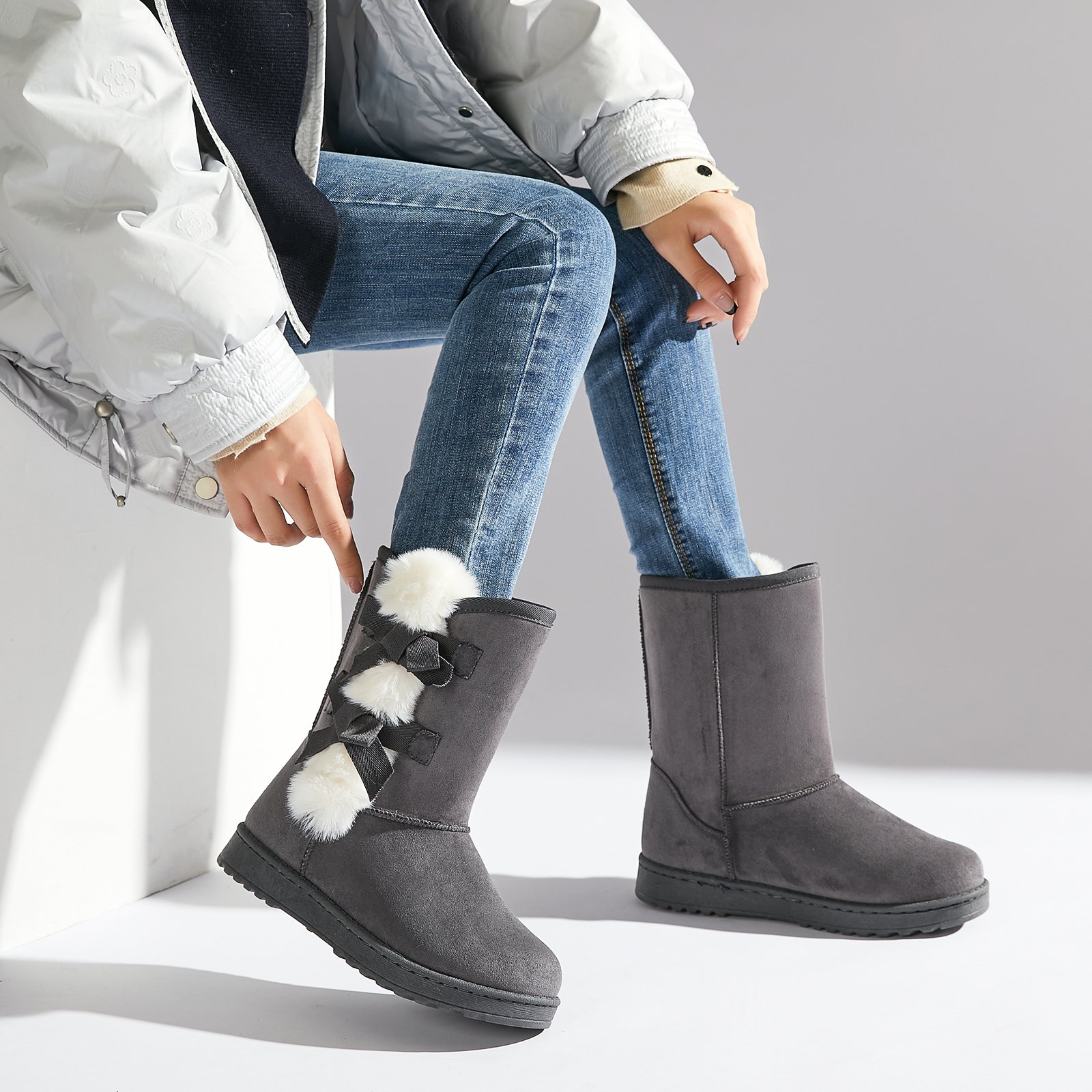Wholesale OEM Warm Thick Suede Ladies Winter Ankle Boots Classic Faux Fur Lining Snow Boots Women Shoes