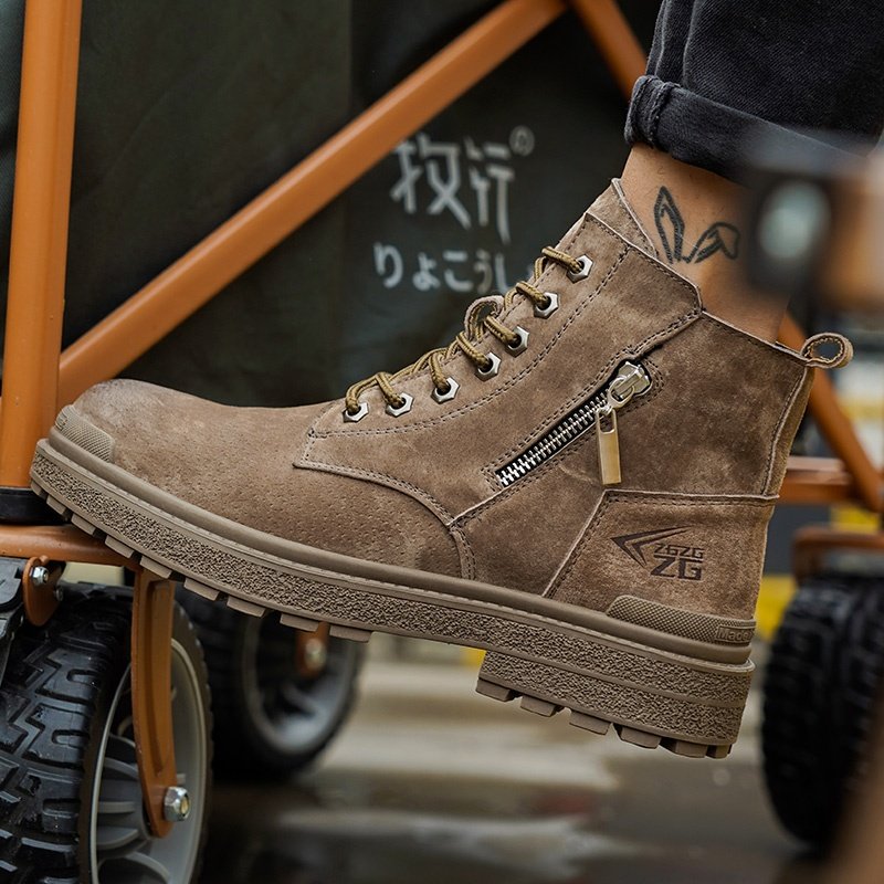 High Quality Safety Shoes Work Working Boots Made Of Genuine Pig Leather With Steel Toe