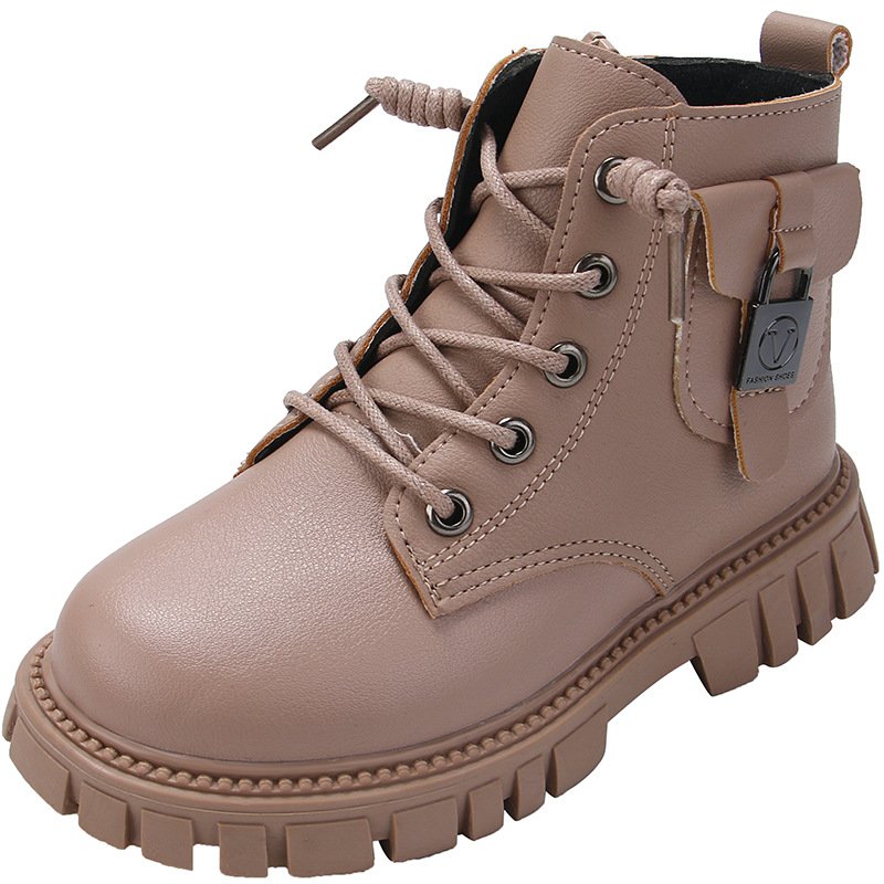 New children's shoes fashion boys and girls PU leather Martin boots outdoor mountaineering safety shoes non-slip kids snow boots