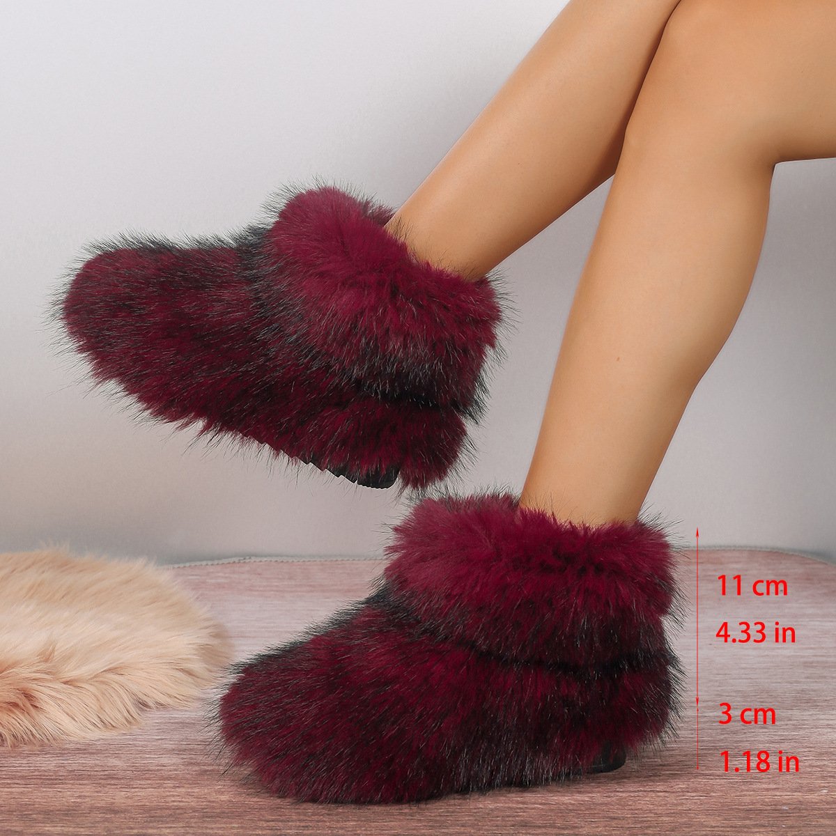 Women's Plush Short Fur Snow Boots New Cross-Border Europe and the United States Big Size Female Fur Boots Home Slippers