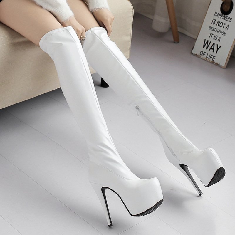 Fashion heeled boots sock boots sexy platform thigh high boots