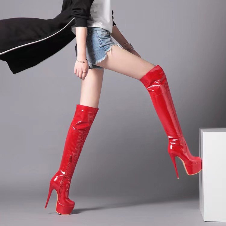 Fashion heeled boots sock boots sexy platform thigh high boots