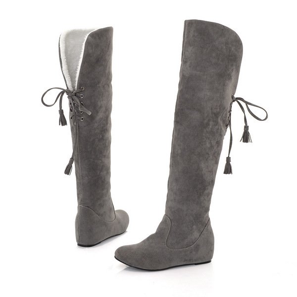 Women's Fashion Fleece Warm Snow Boots Over the Knee High Long Boots Wedges Boots Casual Leisure Winter Autumn Shoes for Ladies