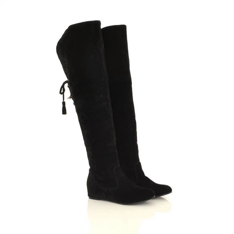 Women's Fashion Fleece Warm Snow Boots Over the Knee High Long Boots Wedges Boots Casual Leisure Winter Autumn Shoes for Ladies