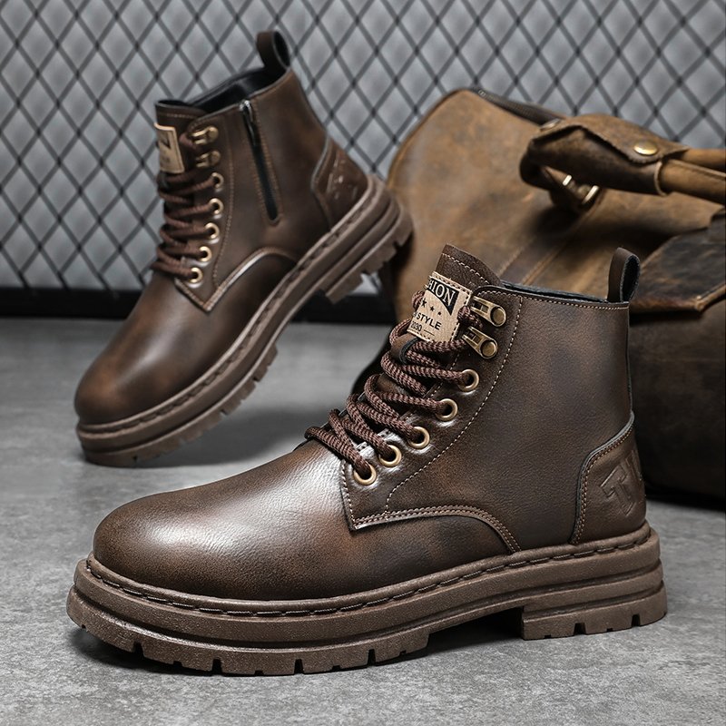 M03 New Men's Boots Casual and Comfortable Trend British Style Leather Boots