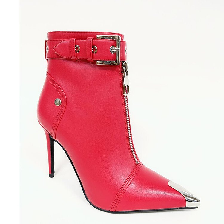 New Winter Autumn Black Stiletto Boot Leather Pointed Toe Ladies Boots High Heels Middle Cylinder Booties ZIP Rubber PU Women
