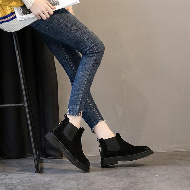 Autumn winter l soft bottom martin boots PU elastic b wear European American fashion boots Korean women's shoes trend middle