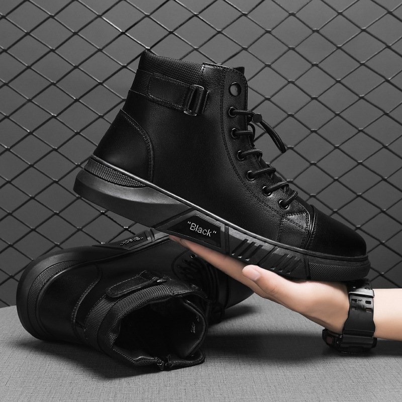 Wholesale Cheap High Top Sneakers Men Running Shoes Breathable Sport Shoes Men Casual Boots Cotton Fabric Black Shoes for Men