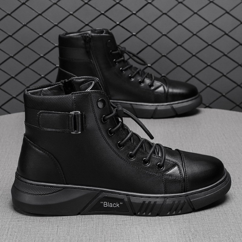 Wholesale Cheap High Top Sneakers Men Running Shoes Breathable Sport Shoes Men Casual Boots Cotton Fabric Black Shoes for Men