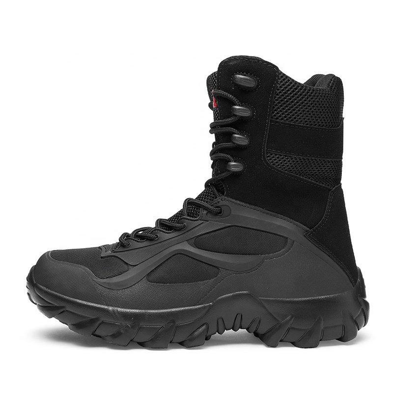 Men's Tactical Summer Combat Boots Breathable Mesh and Suede Upper round Toe Desert Boot for Climbing Ankle Hunting