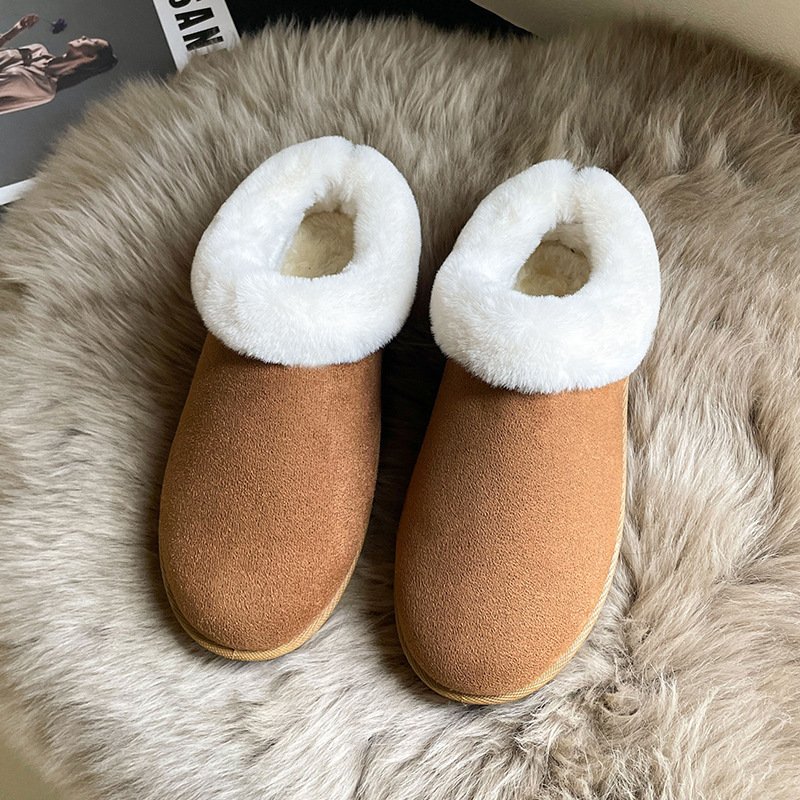 Women's Mid Calf Suede Leather Ankle Boots Winter Warm Fur Lining with round Toe Anti-Slip Feature Short Fashion Snow Boots