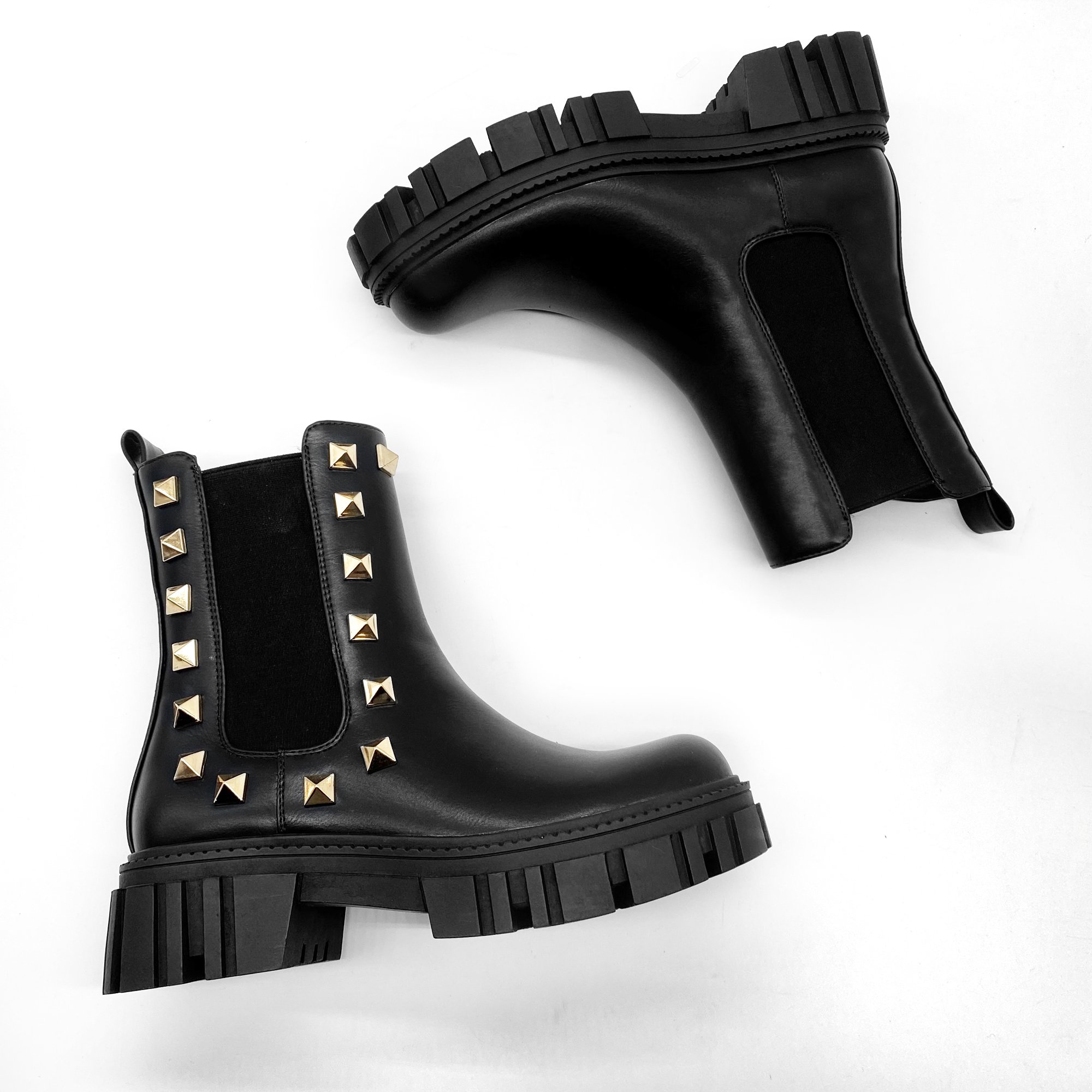 Fat Chelsea Ankle Boots Modern Woman Winter Shoes Women Shoe Box Fashion Cotton Fabric Solid TPR Leather PU Black Knee Plus Size