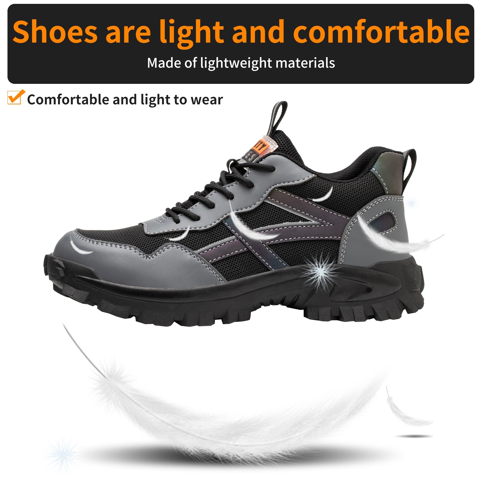 Steel Toe Shoes for Men Lightweight Breathable Wide Width Comfortable Safety Sneakers Anti-Puncture Indestructible Construction