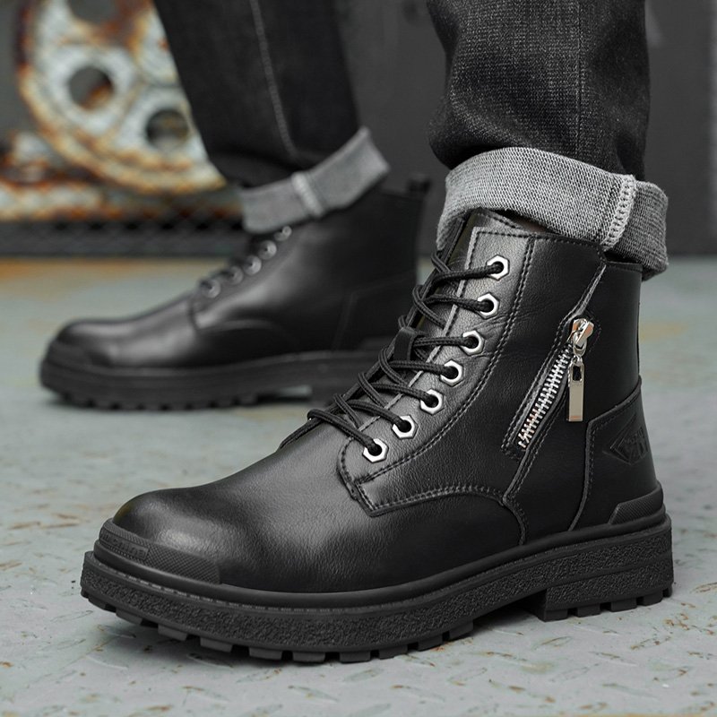 Factory Supply brown microfibre leather upper rubber outsole with steel toe safety boot ,leather work shoes for men