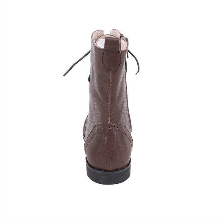 CHOOZII Winter New Collection Ladies Shoes Women Sleek Shape Vintage Wax Leather Boots with Brogue Detail