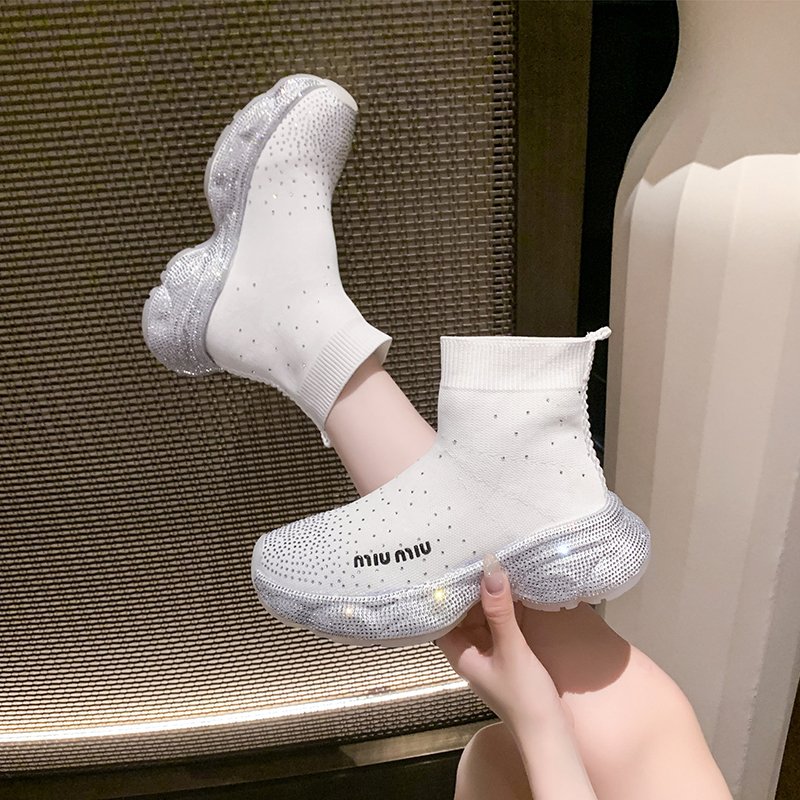 2024 Fashion Platform Women Boots Winter Chunky Heel women shoes Long Thigh High Botas Diamond High Boots for Girls Mujer