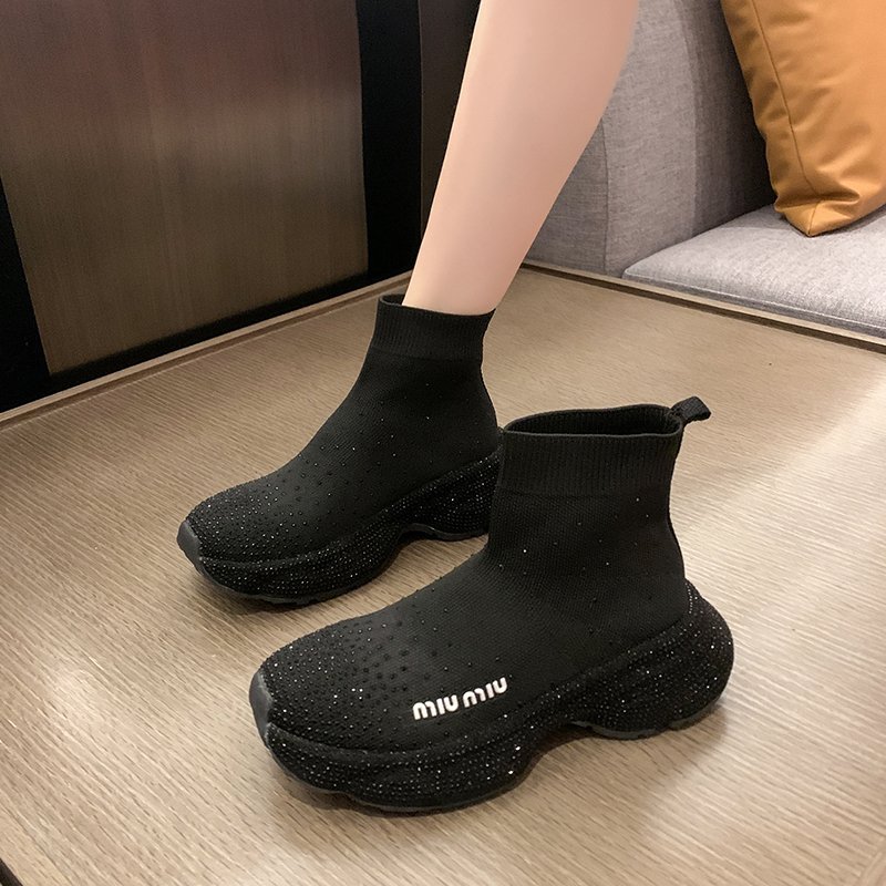 2024 Fashion Platform Women Boots Winter Chunky Heel women shoes Long Thigh High Botas Diamond High Boots for Girls Mujer
