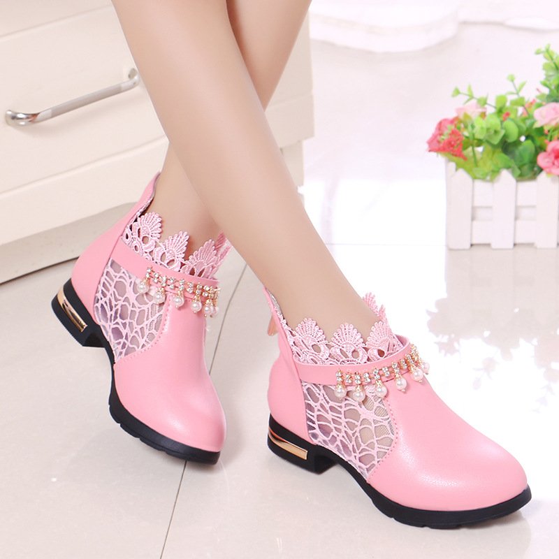 Newest Wholesale Autumn Spring Pu Leather Flat Lace Soft Sole Fashion Kids Shoes Princess Baby Girl Boots