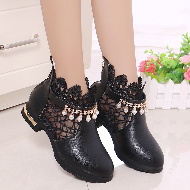 Newest Wholesale Autumn Spring Pu Leather Flat Lace Soft Sole Fashion Kids Shoes Princess Baby Girl Boots