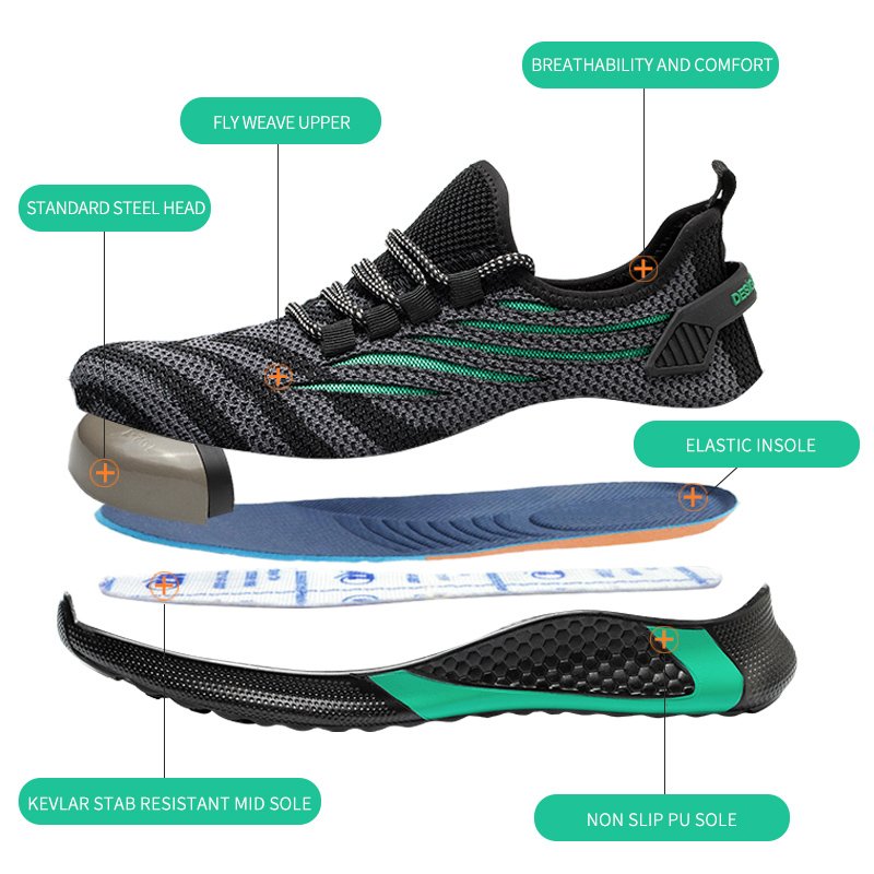 Hiking Anti Slip Anti-smashing S3 ESD Safety Shoes Work Boots Steel Toe Man Breathable Steel Toe Safety Shoes For Men