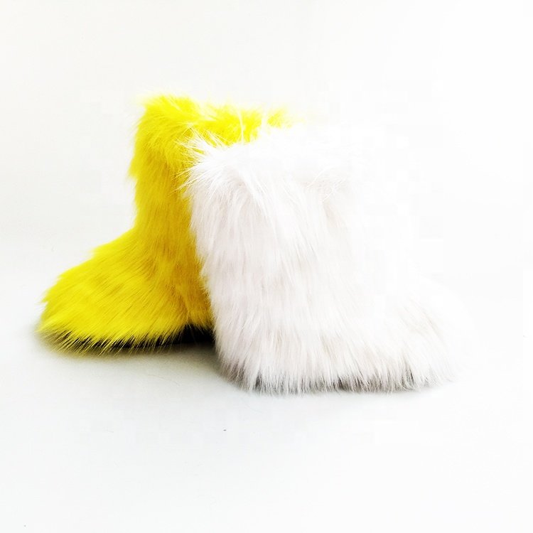 2020 one piece wholesale winter good faux fox fur snow boots shoes sets for kids and girls women with fur headband hat