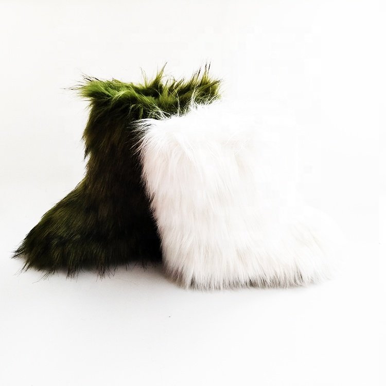 2020 one piece wholesale winter good faux fox fur snow boots shoes sets for kids and girls women with fur headband hat