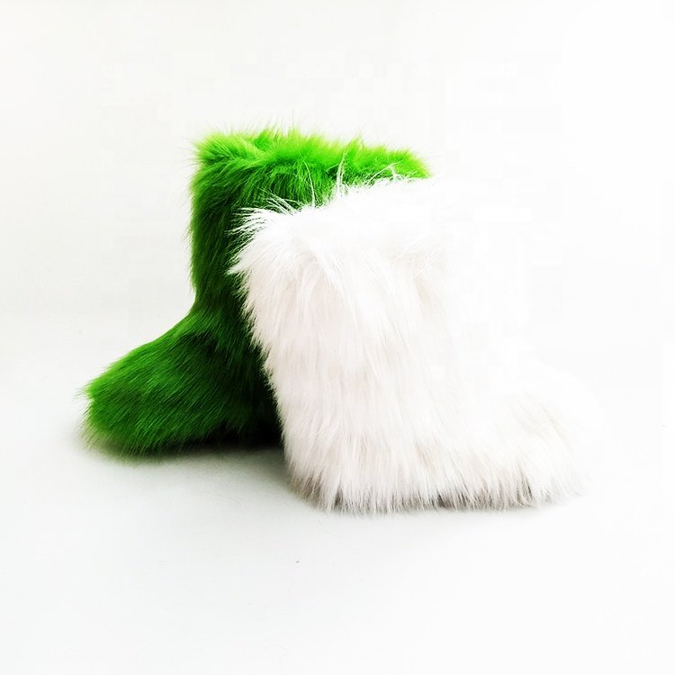 2020 one piece wholesale winter good faux fox fur snow boots shoes sets for kids and girls women with fur headband hat