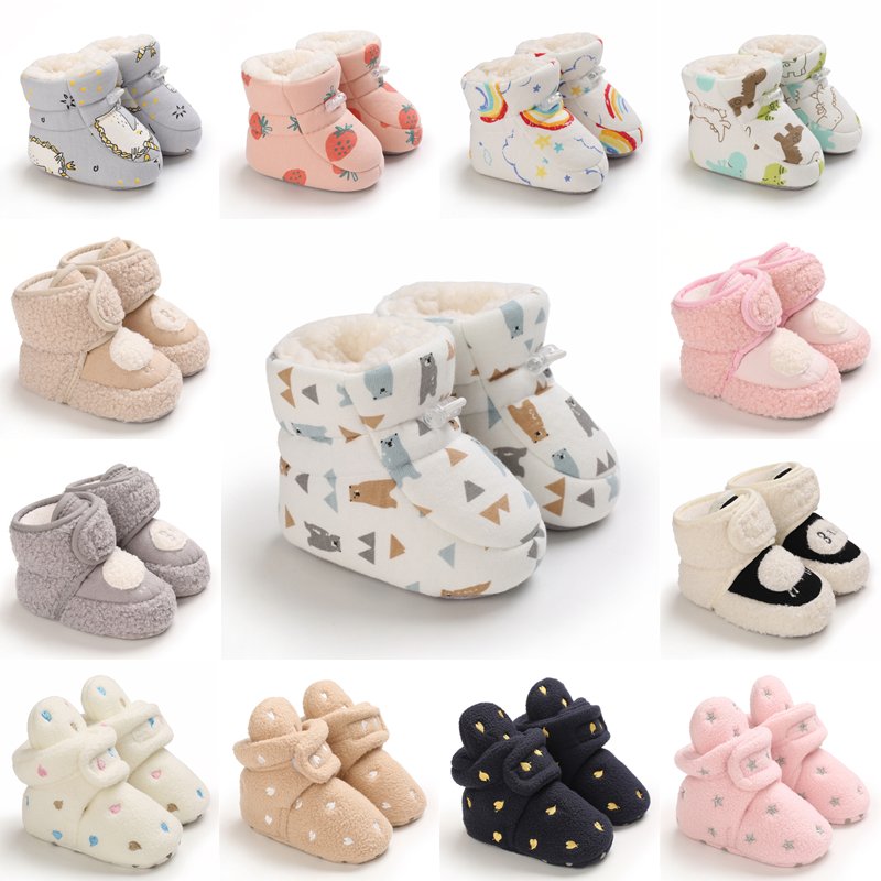 Shopify Winning Products 2024 Winter Newborn Soft Thermal Cartoon Printed Baby Snow Boots for Toddlers