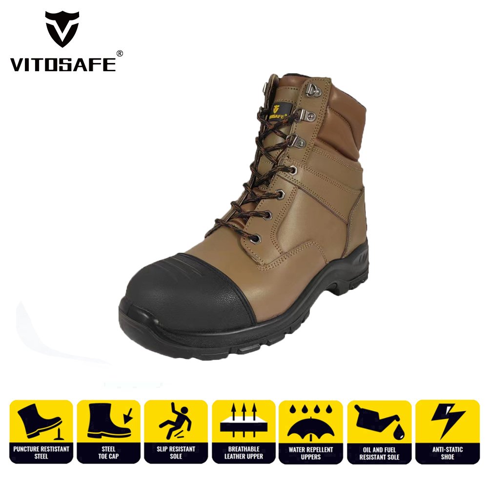 VITOSAFE High Quality High-cut Steel Toe Safety Boots S3 for Men Botas de seguridad with Zipper