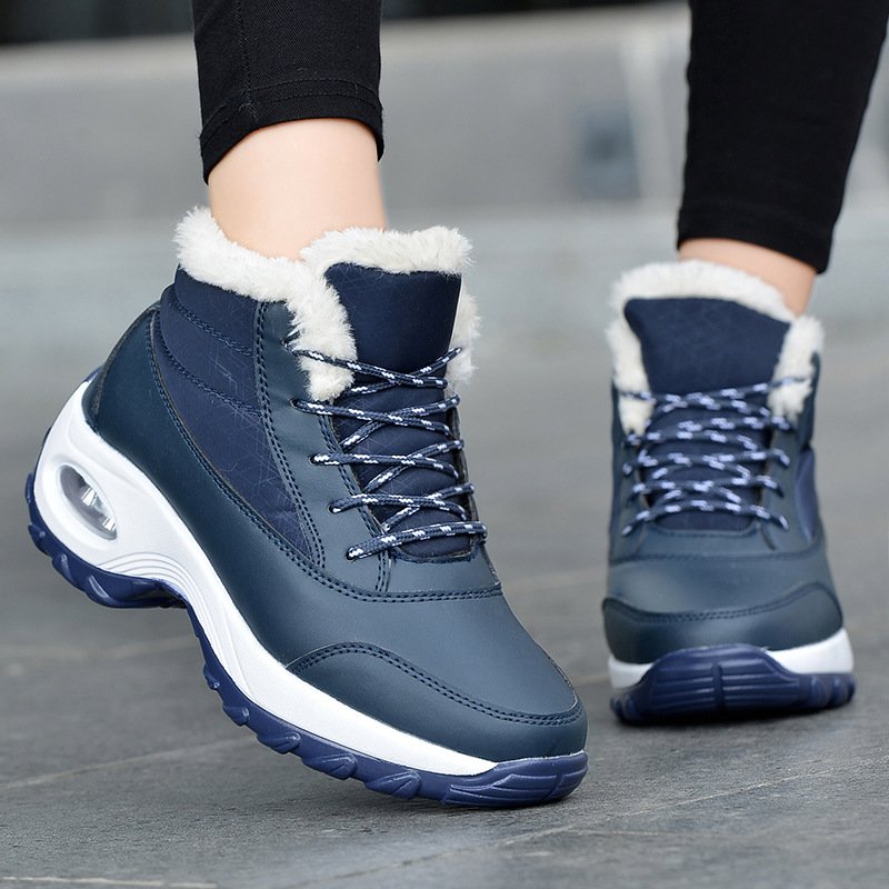 Winter 2022 Comfortable Warm Boots for Women Non-slip Leather Ankle Snow Shoes Waterproof Cushioned Arch Support Casual Shoes